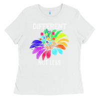 White Different Not Less Daisy Autism Puzzle Ladies Tee - CowhideDigitalArt