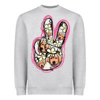 Heather Grey Jack Russel Peace Sign Heavyweight Sweatshirt - Jasminsmagicworld