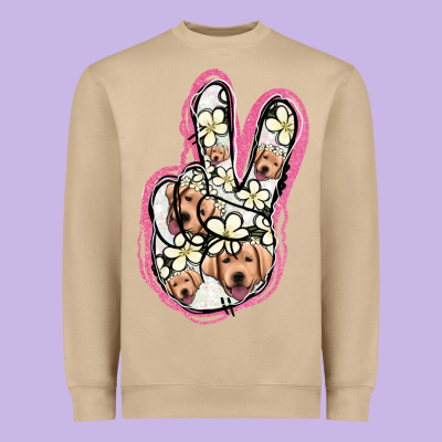 Jack Russel Peace Sign Heavyweight Sweatshirt Designed By Jasminsmagicworld