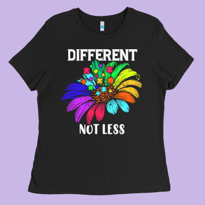 Different Not Less Daisy Autism Puzzle Ladies Tee Designed By Cowhidedigitalart