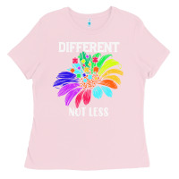 Bubblegum Pink Different Not Less Daisy Autism Puzzle Ladies Tee - CowhideDigitalArt