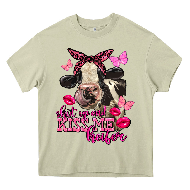 Valentine's Day Shut Up And Kiss Me Holstein Cow Heavy Core Tee by FaDigitalArtStudio | Teevron