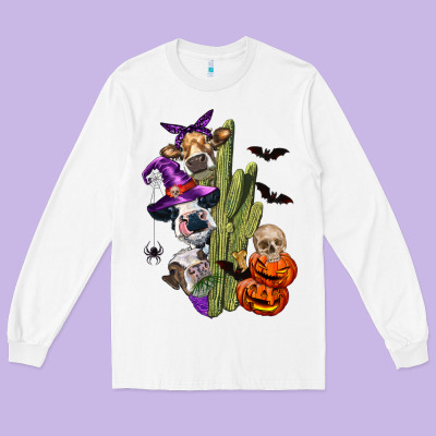 Halloween Cows Long Sleeve Tee Designed By Lillyallendesigns