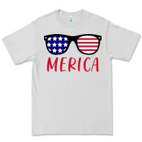 Merica Usa Flag Sunglasses 4th Of July Premium Tee | Teevron