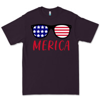 Plum Merica Usa Flag Sunglasses 4th Of July Premium Tee - artisFamous