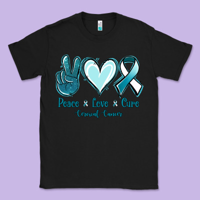Peace Love Cure Cervical Cancer Classic Tee Designed By Jasminsmagicworld