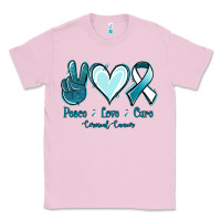 Bubblegum Pink Peace Love Cure Cervical Cancer Classic Tee - Jasminsmagicworld