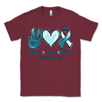 Burgundy Peace Love Cure Cervical Cancer Classic Tee - Jasminsmagicworld