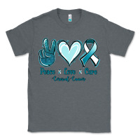 Charcoal Heather Peace Love Cure Cervical Cancer Classic Tee - Jasminsmagicworld
