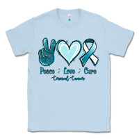 Dusty Blue Peace Love Cure Cervical Cancer Classic Tee - Jasminsmagicworld