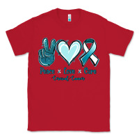 Red Peace Love Cure Cervical Cancer Classic Tee - Jasminsmagicworld