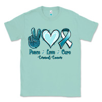 Seafoam Peace Love Cure Cervical Cancer Classic Tee - Jasminsmagicworld