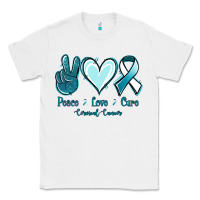 White Peace Love Cure Cervical Cancer Classic Tee - Jasminsmagicworld