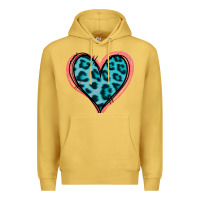 Antique Gold Blue Leopard Heart Premium Hoodie - Jasminsmagicworld