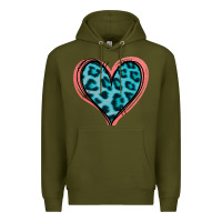 Army Green Blue Leopard Heart Premium Hoodie - Jasminsmagicworld