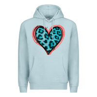 Blue Mist Blue Leopard Heart Premium Hoodie - Jasminsmagicworld