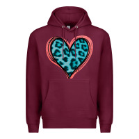 Burgundy Blue Leopard Heart Premium Hoodie - Jasminsmagicworld