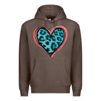 Coffee Blue Leopard Heart Premium Hoodie - Jasminsmagicworld