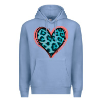 Colony Blue Blue Leopard Heart Premium Hoodie - Jasminsmagicworld