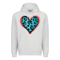 Dove Grey Blue Leopard Heart Premium Hoodie - Jasminsmagicworld