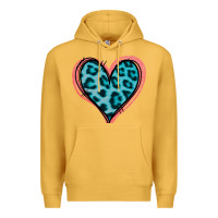 Mustard Blue Leopard Heart Premium Hoodie - Jasminsmagicworld