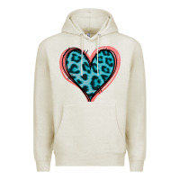 Oatmeal Heather Blue Leopard Heart Premium Hoodie - Jasminsmagicworld