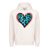 Pale Pink Blue Leopard Heart Premium Hoodie - Jasminsmagicworld