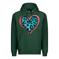 Sports Green Blue Leopard Heart Premium Hoodie - Jasminsmagicworld