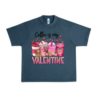 Midnight Navy Coffee Is MY Valentine Urban Heavy Tee - CowhideDigitalArt