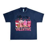 Navy Coffee Is MY Valentine Urban Heavy Tee - CowhideDigitalArt