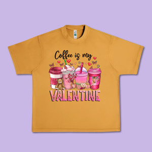 Coffee Is My Valentine Urban Heavy Tee Designed By Cowhidedigitalart