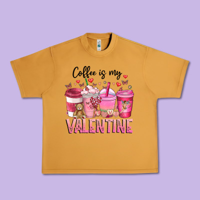 Coffee Is My Valentine Urban Heavy Tee Designed By Cowhidedigitalart