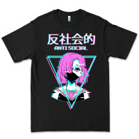 Black antisocial wave anime Premium Tee - artisFamous