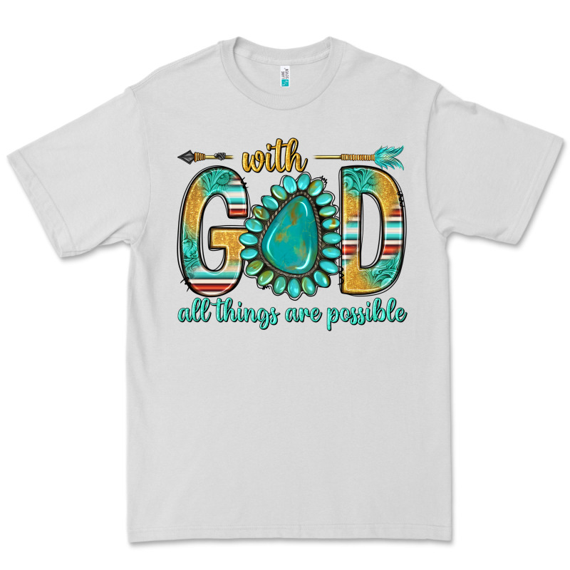 With God All Things Are Possible With Turquoise Gemstone Bbs Premium Tee by BundleAndBundleShop | Teevron