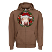 Chestnut Hereford Cow Christmas Zipper Hoodie - RanaPortraitStore
