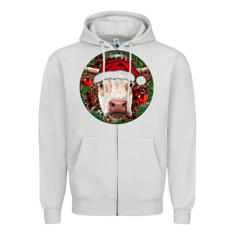 Hereford Cow Christmas Zipper Hoodie by RanaPortraitStore | Teevron