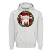 Dove Grey Hereford Cow Christmas Zipper Hoodie - RanaPortraitStore