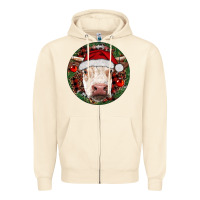 Sandshell Hereford Cow Christmas Zipper Hoodie - RanaPortraitStore