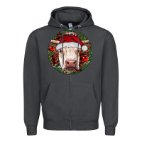Smoke Hereford Cow Christmas Zipper Hoodie - RanaPortraitStore