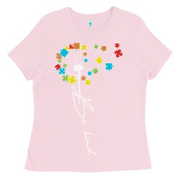 Bubblegum Pink Dandelion Autism Puzzle Be Kind Ladies Tee - CowhideDigitalArt
