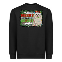 Black merry and bright pomeranian Heavyweight Sweatshirt - RanaPortraitStore