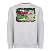 Heather Grey merry and bright pomeranian Heavyweight Sweatshirt - RanaPortraitStore