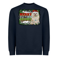 Navy merry and bright pomeranian Heavyweight Sweatshirt - RanaPortraitStore