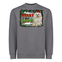 Merry And Bright Pomeranian Heavyweight Sweatshirt | Teevron