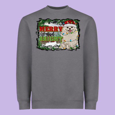 Merry And Bright Pomeranian Heavyweight Sweatshirt Designed By Ranaportraitstore