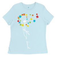 Baby Blue Dandelion Autism Puzzle Be Kind Ladies Tee - CowhideDigitalArt