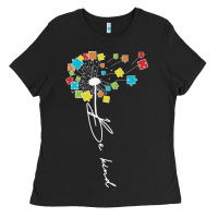 Black Dandelion Autism Puzzle Be Kind Ladies Tee - CowhideDigitalArt