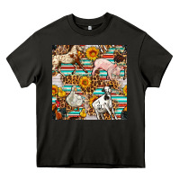 Asphalt Western Leopard Farm Animals Seamless Pattern Heavy Core Tee - FaDigitalArtStudio