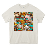 Cream Western Leopard Farm Animals Seamless Pattern Heavy Core Tee - FaDigitalArtStudio