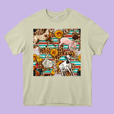 Western Leopard Farm Animals Seamless Pattern Heavy Core Tee Designed By Fadigitalartstudio